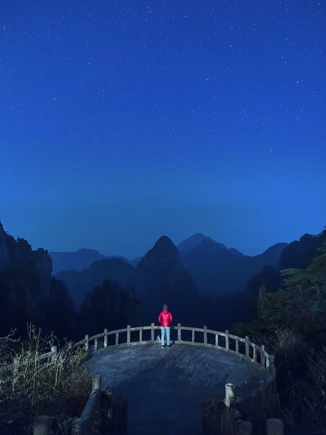 Night starry sky at Huangshan summit