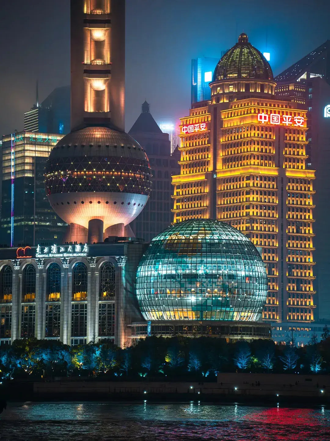 The Bund classic night view with Lujiazui light show