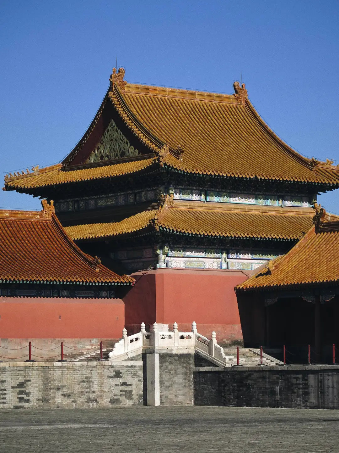 Forbidden City red walls and yellow tiles