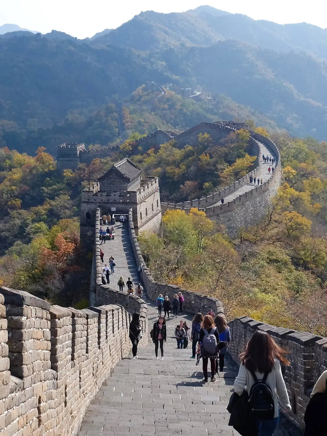 Great Wall winding through mountains panorama