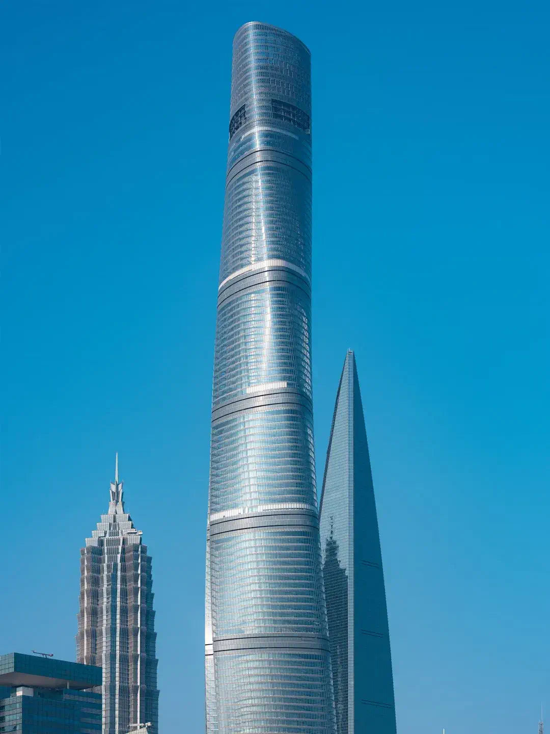 Shanghai Tower under blue sky panorama